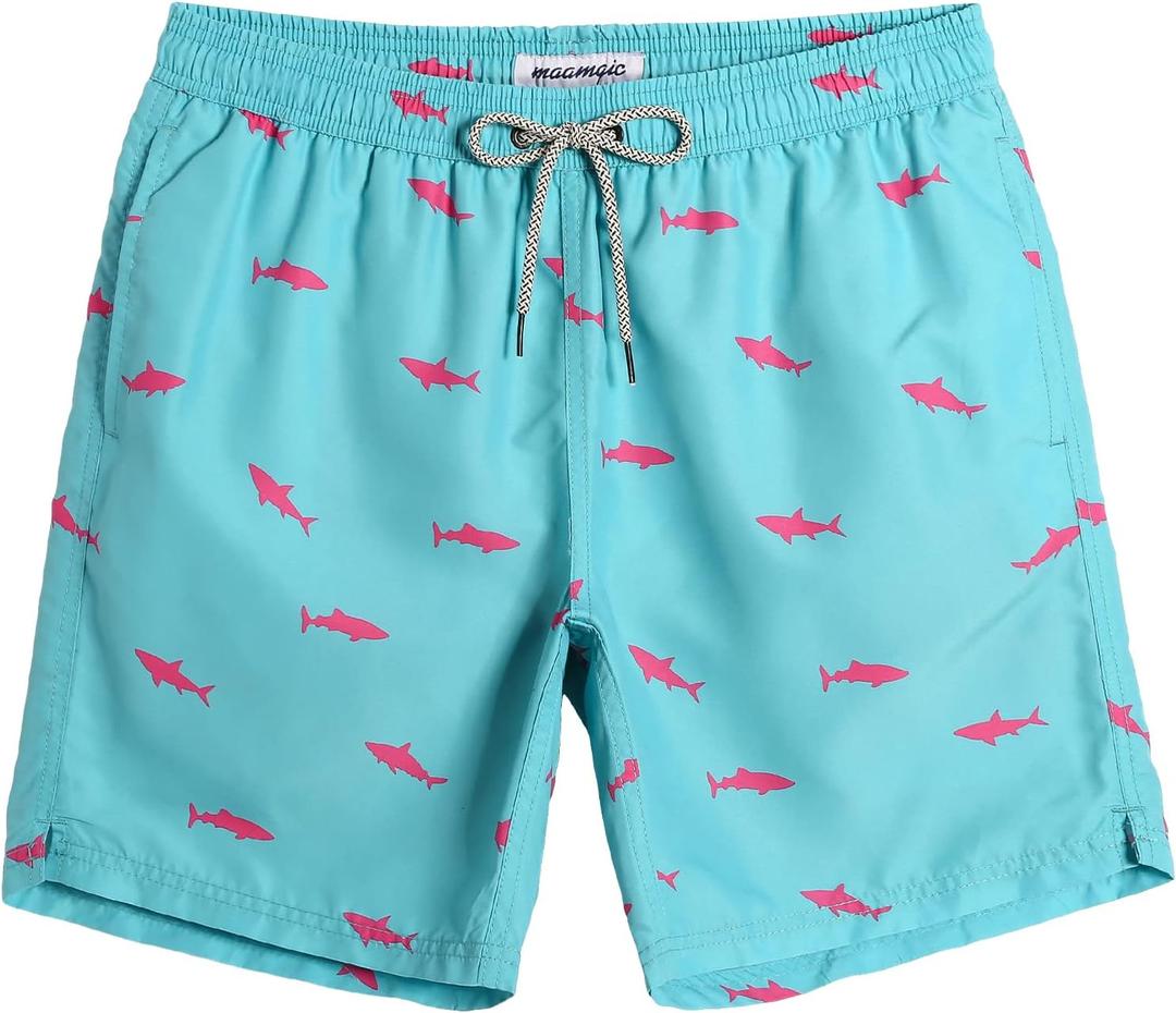 maamgic Mens Swim Trunks Quick Dry Swim Shorts with Mesh Lining Funny Swimwear Bathing Suits 7inch (Large, Acid Blue)