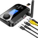 eppfun Bluetooth Transmitter for TV, Audio Adapter Receiver for Home Stereo with Volume Control ON/Off Switch LCD Display 3.5mm Aux/Optical/Coaxial/TFCard