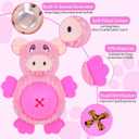 Interactive Dog Toys, Plush Dog Toy with Treat Dispensing Ball, Squeaky Dog Toy with Cute Plastic Paws for Playing,Slow Eat Hiding Food Enrichment Toy for Small & Medium Breeds(Pink)