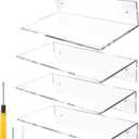 12 Inch L-Shaped Acrylic Floating Shelf Clear Wall Mounted Shelves Invisible 5MM Thick Shelf for Wall Storage Clear Shelves for Makeup Photo Picture Book Record Display 4 Pack