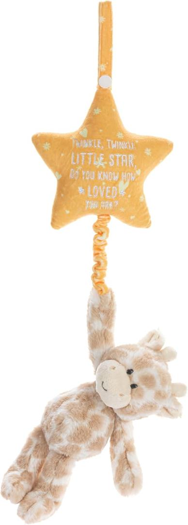 DEMDACO Musical Pull Toy 22 x 6 Inch Polyester, Soft Cuddly, Plush Stuffed Animal, Plays Twinkle, Twinkle, Little Star, Brown and Yellow, Giraffe