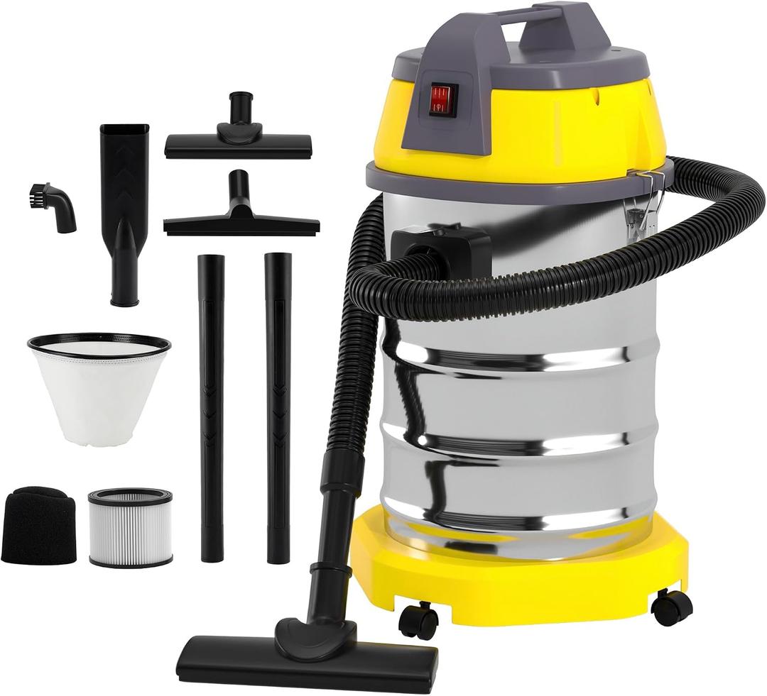 Wet/Dry Vacuum 10 Gallon 8 Peak Hp 45 FT Clean Range Shop For Home Garage Workshop Car Jobsite Patio Laundry Rooms Heavy Duty with Attachments Strong Suction Large Capacity 360 Swivel Wheels
