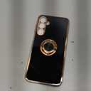 LeYi for Galaxy A16-5G Phone Case: 2 Pack Tempered Glass Screen Protector and 360 Rotatable Ring Holder Magnetic Kickstand, Plating Rose Gold Edge para Samsung A 16 5G, Black