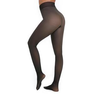 Apriddeo One-Seam Warm Fleece Lined Tights Women Fake Translucent Pantyhose High Waist Thermal Leggings Sheer Winter Tights Size Small