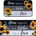 Kitchen Rug Sets of 2 Piece Non Slip Kitchen Rugs and Mats Washable Kitchen Mats for Floor Kitchen Carpet Runner Rugs Decor for Laundry Bathroom Living Room,Sunflower 20"x 59"+20"x 32"