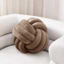Sioloc Soft Knot Ball Pillows,Round Throw Pillow Cushion Home Decoration Plush Pillow,Throw Knotted Pillow Handmade Round Plush Pillow10.6inches,Brown