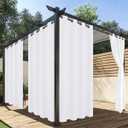 HolidayIdeas Extra Wide Outdoor Curtains for Patio Waterproof, 4 Panels - 110 x 95 Inch - Privacy & Light Filtering Curtains White Grommet Outside Curtains for Porch, Gazebo, Pergola, Backyard