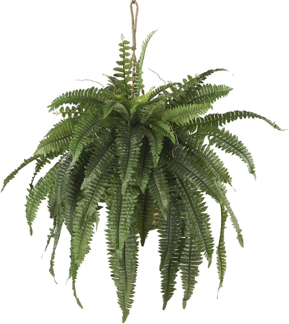 Nearly Natural 6774 22in. Large Boston Fern Hanging Basket,Green