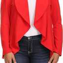 SHEIN Women's Long Sleeve Classic Draped Open Front Lightweight Blazer  Size S, Red
