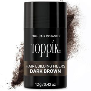 Toppik Hair Building Fibers, Dark Brown, 12g Fill In Fine or Thinning Hair, Instantly Thicker, Fuller Looking, 9 Shades for Men & Women, Keratin Protein Formula