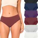 BAMBOO COOL Women's Underwear Ladies Brief Seamless Panties Moisture Wicking Stretchy Full Coverage (M)