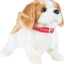 Happy Trails Interactive Plush Puppy Toy– Battery Operated Dog That Walks, Barks and Does Back Flips, Soft and Snuggly Fur, Stuffed Animal Robot , Brown