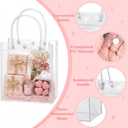 woric Clear Gift Bags with Handles, 15 PCS Small Plastic Party Favor Bags Reusable Transparent Gift Wrap Goodie Bag Bulk for Mother's Day Weddings Birthdays 5.9"x5.1"x2.75"