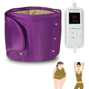 Electric Massager Sauna Belt 360 Whole Circle Heat Hot Belt Heating Massage Pad for Lower Back and Waist Pain Relief Deep Tissue,Body Shaper, Ab Workout (Purple)