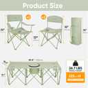 5 Pcs Camping Chair and Folding Camping Table Set, Outdoor Folding Picnic Chairs Lawn Portable Camp Table with Cooler Bag & Cup Holder for Camping, Fishing, Sporting Events, Support 500lbs, Green, 25 inches