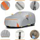 Car Cover for 2008-2026 Toyota Sequoia, Waterproof Custom-fit All Weather Sun Rain UV Dust Snow Wind Protection Outdoor Sequoia Full Car Cover with Door Zipper and Cotton Lining-Grey