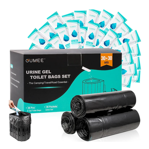 60 Portable Toilet Bags with Poo Gel Set, 8 Gallon Camping Toilet Bags with Absorbent Gels, Waste Bags, Leak-Proof Trash Bag for Camping Potty, Traveling