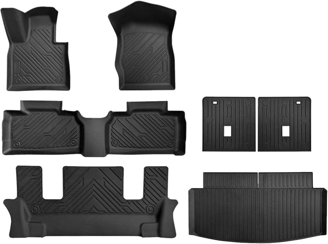 Floor Mats Compatible with Explorer 6/7 Seats 2025 (Not Hybrid) Full Set All Weather Explorer Floor Mats Compatible with Explorer Accessories(7PCS 6 Seats)