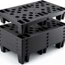 Plastic Pallets, 6pcs Black Lightweight Nestable Polyethylene Pallets, Moisture-Proof Floor Pallets, Mini Spliceable Plastic pallets for Basement Storage Kitchen Garages L 19.7" x W 11.8"x H 3.9"