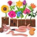 16PCS Plant Growth Cycle Set for Toddlers Kids Preschool Educational Gift Sets Earthworm Fresh Flowers Pea Growth Cycle Table Decorations Party Decorations