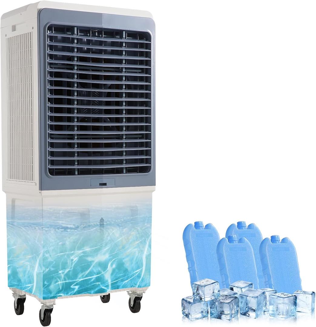 52.4" Swamp Cooler, 6471 CFM Evaporative Air Cooler with 19 Gallon Water Tank, Remote Control, 12H Timer, Outdoor Air Conditioner with 120Oscillation, 3 Wind Speed for Garage, Yard, Factory