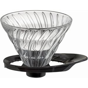 HARIO VDGR-02-B V60 Heat-resistant Glass Transmission Dripper 02, For 1-4 Cups, Black, Made in Japan HARIO VDGR-02-B V60 Heat-resistant Glass Transmission Dripper 02, For 1-4 Cups, Black, Made in Japan