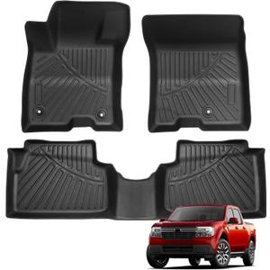 OCTOMO Hybrid Floor Mats for 2025 Ford Maverick (2022-2025) | Front & 2nd Row Custom Fit TPE Floor Liners All-Weather | Anti-Slip Heavy-Duty Truck Accessories(Hybrid Version Only)