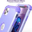IDweel for iPhone 11 Pro Max Case with Tempered Glass, Hybrid 3 in 1 Shockproof Slim Heavy Duty Protection Hard PC Cover Soft Silicone Bumper Full Body Case for iPhone 11 Pro Max 6.5",Purple