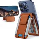 Miracase Magnetic Wallet for Men/Women, Adjustable Stand & Safety Flap, Compatible with MagSafe Wallet, 3 Slots, 6-8 Card Holder for iPhone 16/15/14/13/12 Series, RFID Blocking, Brown