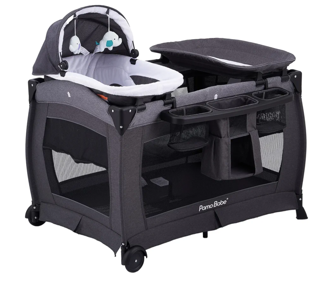 Pamo Babe Portable Playpen Foldable Playard for Baby and Toddler Mattress, Changing Table for Newborn Portable Playard