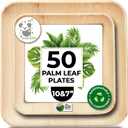 Palm Leaf Plate Bamboo Paper Plates Disposable 10 Inch & 7 Inch Bulk Party Pack Eco Compostable Biodegradable Wooden Plate Best Alternative To Plastic Paper Plates (50 pc)