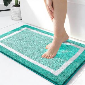 OLANLY Small Bathroom Rugs 24x16, Extra Soft and Absorbent Microfiber Bath Rugs, Non-Slip, Machine Washable, Quick Dry Shaggy Bath Carpet, Bath Mats for Bathroom Floor, Tub, Shower, Green