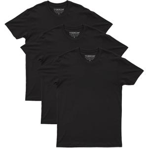 TREDECIM Men's 100% Organic Cotton Fine Jersey Soft Lightweight Short Sleeve Crew Neck T-Shirts Pack of 3 
(Black, Medium)