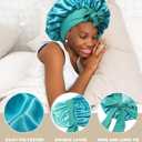 Satin Bonnets Silk Bonnet Sleeping Women Hair Bonnet Curly Hair Sleep Cap Reversible Double Layer Bonnets with Tie Band (7-7 3/8)