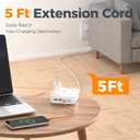 TESSAN Dual Surge Protector Power Strip, 5 Ft Extension Cord Flat Wall Plug with 4 USB (2 USB C) 8 Outlets, 2100J Surge Protection, 20W Multiple Charging Station for Home, Office, College, Dorm, Grey