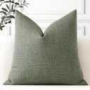OTOSTAR Linen Throw Pillow Cover Set of 1 Decorative Square Pillowcases Cushion Covers 22x22 Inch for Home Decor Sofa Bedroom Car 55 x 55CM Olive Green