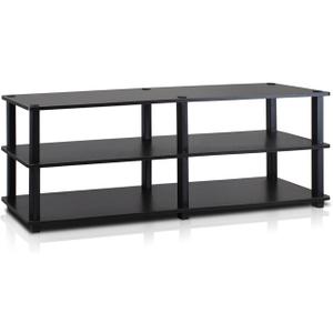 Furinno TURN-S-TUBE TV Stand, 3-Tier Entertainment Center, Toolless TV Console for TV up to 55 Inch, with Open Shelves, for Living Room, Bedroom, Espresso