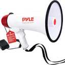 Pyle 40 Watt Professional Megaphone Clear Sound & Ergonomic Grip - Multi-Function with Talk, Siren, Volume Control - Detachable Handheld Mic - Indoor & Outdoor Sports, Emergency Response (White)
