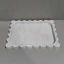Silicone Bathroom Tray 11.5 x 8.7 Inch Scalloped Silicone Decorative Tray for Soap Dispenser Bottles, Bathroom, Dresser, Kitchen, Vanity, Home Decor, Marble Texture Design (White)