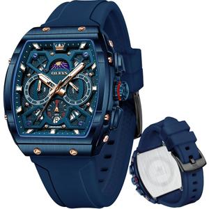 OLEVS Mens Watches Stylish Chronograph Waterproof Luminous Silicon Strap Multifunction Watches for Men Business White Men Wrist Watch
