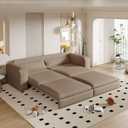 KEIKI 93" King Size Sleeper Sofa Bed, 3 in 1 Convertible Sleeper Sofa, Pull Out Sofa Bed, 3 Seat Teddy Couch with 2 Lumbar Pillows for Living Room, Apartment, Office, Studies, Camel