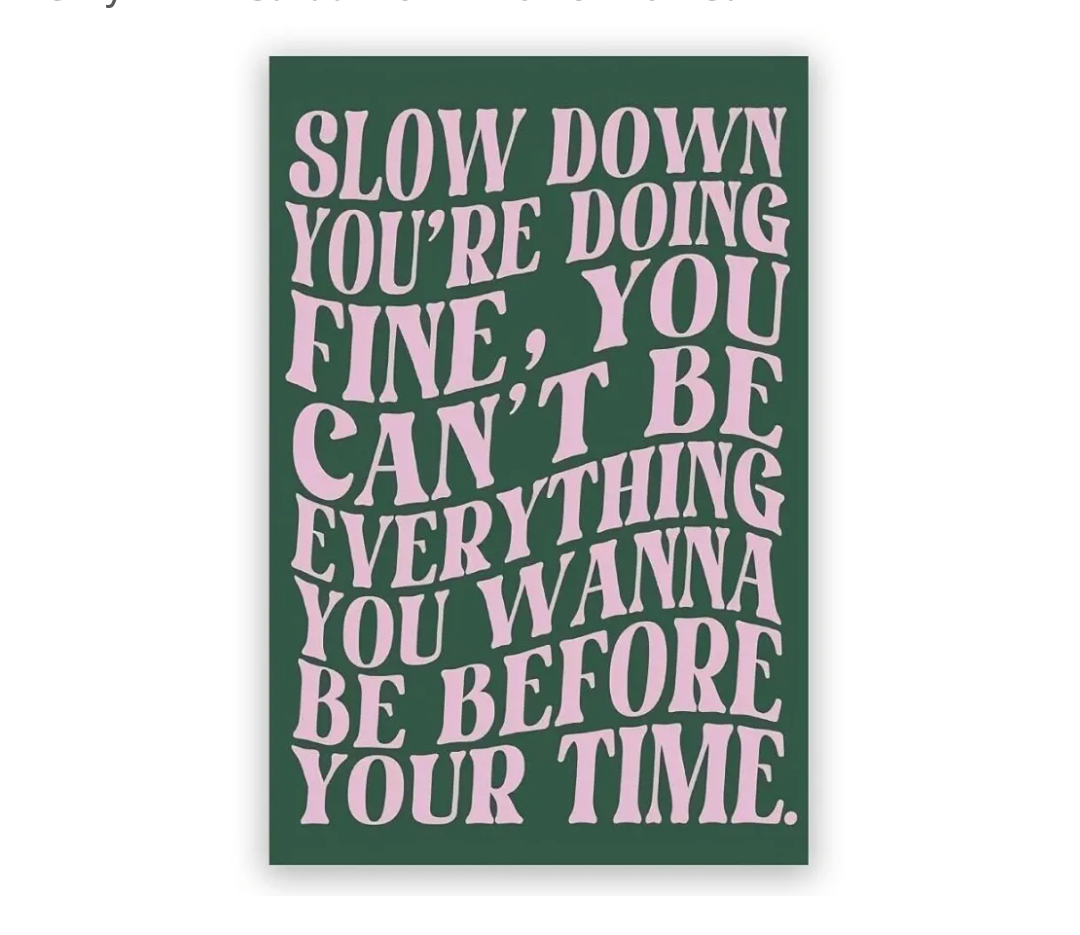 Green Pink Wall Art Canvas Slow Down You Are Doing Fine Prints canvas Poster Music Wall Sticker Minimalist Aesthetic Posters Pop Lyrics Dormitory Wall Decor For Girly Pink Bedroom 11x16,5 inch Unframed