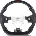 Hydro-Dip Carbon Fiber Steering Wheel for Subaru Impreza WRX STI 2008-2014, Forester 2009-2013 SH, Impreza 2008-2011, Red Stitching Flat Bottom Sport Grip Replacement, JDM Rally Look