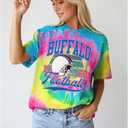 IZYJOY Football Shirt for Women Tie Dye Football Team Fans T-Shirt Vintage Game Day Tee Sports Short Sleeve Top (Purple, S)