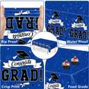 4 x QZYL 2 PCS Graduation Decorations 2026, 108" X 54" Blue Graduation Tablecloth, Disposable Plastic Class of 2026 Tablecover, Rectangle Congrats Grad Table Cover for Grad Decor Party Supplies for Kids