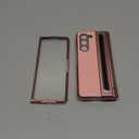 Case for Samsung Galaxy Z Fold 5 with Screen Protector ＆ Hinge Protection,Slim Fit Leather Protective Phone Cover with Writing Pen ＆S Pen Holder for Galaxy Z Fold 5,Pink