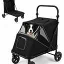 Large Dog Stroller for Medium Dogs 110lbs, Easy Entry Pet Stroller-Black