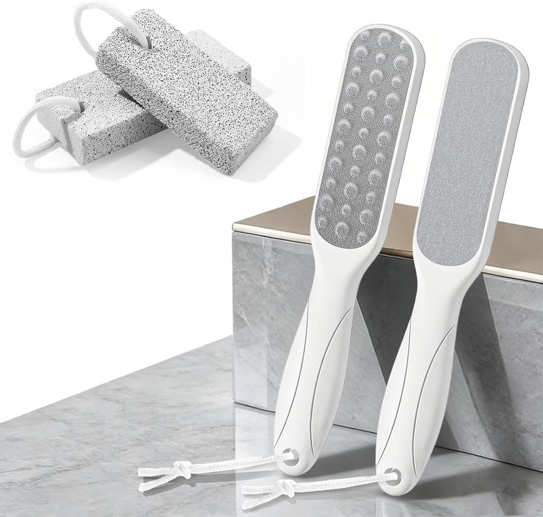4 x Foot Callus Remover for Feet: 4pcs Set Foot Scrubber for Women, Pedicure Tool for Smooth Cracked Heels & Dead Skin Care, Foot Grooming at Home