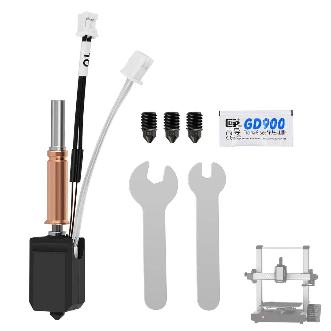 Upgrade Hotend Kit for Anycubic Kobra 3/Kobra 3 Combo 3D Printer,24V 60W Ceramic Heater Print Head Hot End Kit with Hardened Nozzle 0.2,0.4,0.6,0.8m Thermistor Ceramic Heat Sink Silicone Cover