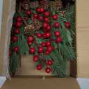 Grunyia 10 Pcs Artificial Pine Cone Picks and Red Berry Mini Artificial Pine Tree for Christmas Party Flower Wreaths and Holiday Decorations